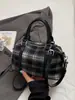 Bolso de Mano de Lana a Cuadros de Alta Gama 2025 Nuevo Moda Otoño e Invierno Súper Popular Bolso Boston Cruzado al Hombro