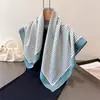 Lenço Quadrado Pequeno de Algodão Puro com Estampa de Linha Simples, Lenço de Seda de Alta Qualidade, Lenço de Cabeça, Xale, Lenço de Pescoço, Lenço de Pescoço Profissional Feminino, Lenço