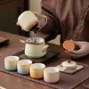 Juego de té degradado, un juego de cuatro tazas, una caja de regalo de alta gama, una tetera con asa, un regalo de empresa para clientes y empleados, un regalo de juego de té