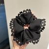 Anel de cabelo de renda preta elegante estilo francês para intestino grosso, feminino, de alta qualidade, leve, luxo, socialite, renda, diamante, anel de cabelo, bola, cabeça, corda