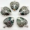 Venta caliente de comercio exterior piedra natural cristal ágata forma de corazón aleación árbol de la fortuna árbol de la vida melocotón corazón colgante collar accesorios