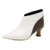 Zapatos de una sola capa con punta a juego de color, estilo europeo y americano, para tobillo, primavera y otoño, zapatos de mujer, zapatos de tacón medio, tallas grandes 40-50, zapatos de comercio exterior, venta al por mayor