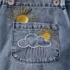 Ropa para niños Otoño Nuevo Bebé Niños Sol Bordado Bebé Niños y Niñas Denim Correa Hassel