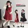 Vestido Infantil Primavera Outono 2026 Novo Estiloso Colete Vestido Roupas de Outono Meninas Laço Vestido de Lã Estiloso