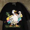 Camiseta de manga corta con estampado de pato y cebolla verde de dibujos animados, de seda de leche, para hombres y mujeres, top casual divertido de verano para estudiantes de secundaria