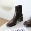 Botas ankle metálicas outono e inverno 2026 estilo francês bico quadrado botas de moda salto grosso botas curtas botas femininas slim