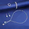 Conjunto de Colar, Brincos e Pulseira Feminino de Casamento e Jantar de Alto Padrão, Novo Estilo Japonês e Coreano, Gota d'Água Brilhante, Totalmente Cravejado