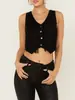 Colete Feminino Curto Multicor com Franjas Longas, Estilo Hip-Hop Retro Tendência Europeia e Americana, Casual Confortável para Primavera e Verão