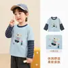 Kaka Panda Roupas Infantis Camiseta Falsa de Duas Peças Manga Longa para Crianças Roupas de Outono para Meninos Tops para Meninas Roupa Base de Outono para Bebê