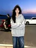 Chamarra sudadera con capucha y cierre de diseño moderno y único estilo americano para mujer, popular en otoño e invierno, top casual y versátil