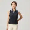 Camiseta Deportiva Sin Mangas Cuello Polo de Tenis Yoga Transfronteriza de Nuevo Producto para Mujer Tops para Correr Deportes Fitness Camiseta Deportiva de Cuello en V