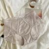 Ropa interior femenina de satén de seda helada, estilo francés, con encaje sexy, estilo Pure Desire, 2024, nuevo estilo, calzoncillos de cintura de malla para mujer.