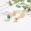 Nuevos Clavos Elegantes Cuadrados de Hueso de Oreja con Tornillo para Mujer, Pendientes de Esmeralda de Alta Gama, Estilo Retro Elegante, Joyería que no se engancha