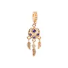 Atrapasueños Mariposa Estilo Bosque Aleación Esmalte Incrustado Diamante Morado Borla de Pluma Colgante Accesorios DIY Pulsera Cuentas Colgante