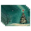 Amazon Manteles Navideños Muñeco de Nieve Árbol de Navidad Manteles Decoración de Mesa de Comedor Occidental Manteles Aislantes Fiesta Navideña