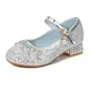 Zapatos de Princesa para Niñas, Zapatos de Tacón Alto para Niños de Primavera y Otoño, Zapatos Suaves Antideslizantes para Niños Medianos y Grandes, Zapatos para Niñas Pequeñas, Zapatos de Piel con Lentejuelas