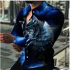 Camisa Masculina Europeia e Americana Primavera Nova Tigre Exportação Transfronteiriça Estampa Digital 3D Manga Longa Camisa Juvenil para Homens
