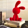 Figura de Conejo Rojo Sentado para Sala de Estar, Entrada, Gabinete de Vino, Gabinete de TV, Fondo, Nicho Decoración de Hogar de Alta Gama