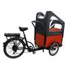 Triciclo Elétrico de Venda Quente 26 polegadas Semi-Fechado com Guidão Invertido e Toldo para Transporte Pai-Filho, Triciclo com Assistência Elétrica