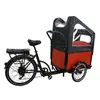 Triciclo Elétrico Personalizado de 26 polegadas, Triciclo Elétrico Semi-Fechado com Marcha a Ré e Assistência de Pedalada, Triciclo Elétrico Doméstico com Toldo