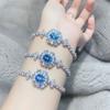 Nuevo Famoso de Internet Flor Vintage Topacio Azul Cielo Estrella Brillante Río Pulsera de Aguamarina de Lujo de Gama Alta