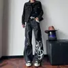 Pantalones Vaqueros Largos Casuales Rectos de Otoño Nuevos para Hombres y Mujeres, Bordado de Nota Musical Retro Americano, Tendencia de Nicho, Pino Delgado