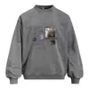 Sudadera Deportiva con Cuello Redondo y Graffiti de Letras Creativas para Hombre, Informal de Calle de Moda Holgada para Primavera y Otoño