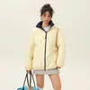 Casaco acolchoado de algodão com gola estilo americano High Street 2024 Masculino Inverno Solto Moderno Casual Versátil Quente Casaco acolchoado de algodão Feminino