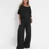 Moda Casual Europea y Americana Transfronteriza Amazon Aliexpress Pantalones de Bolsillo Tops de Manga Corta para Verano y Otoño Traje Pulóver