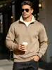Chamarra tipo sudadera POLO de manga larga con cuello alto para hombre, superventas de otoño e invierno en Amazon, disponible para dropshipping con personalización de logo