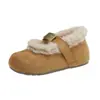 Zapatos Cálidos Peludos con Forro de Terciopelo, Punta Redonda Estilo Retro, Tacón Oculto de 5 cm, Estilo Otoño/Invierno 2026, Suela Suave, Hebilla Metálica, Zapatos Mocasín, Zapatos de Algodón