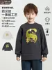 Moletom com Capuz Redondo Wuli Bu Yi para Crianças Inverno Novo Estilo Estampa de Dinossauro Mais Veludo Solto Versátil Top
