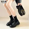 Mocasines franceses de piel auténtica con suela gruesa estilo británico para mujer, zapatos nuevos de otoño 2026 con suela blanda