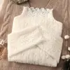 Top Elegante de Manga Larga con Encaje de Cuello Alto, Capa Base 2024 Nuevo, Forro Polar para Otoño e Invierno, Espesado, Cepillado