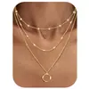 Set de 3 Collares de Clip de Papel de Círculo Asimétrico Collares Apilados de Múltiples Capas Transfronterizos Europeos y Americanos Joyería para Mujeres