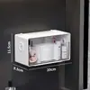 Caixa de armazenamento para armário de espelho de banheiro, instalação sem furos, para artigos de higiene pessoal, cotonetes e lenços faciais, com design dividido para o banheiro