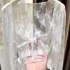 Cardigã Transparente de Renda Estilo Coreano, Camisa Curta e Fina para Ar Condicionado, Peça de Roupa Externa Emagrecedora e Versátil, Venda Direta do Fabricante