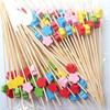 Amor flor de ameixa cinco pontas estrela descartável rótulo de frutas 100 PCs / saco fábrica criativa garfo de frutas Amazon bastão de bambu