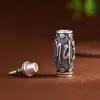 Pendente Caixa Gawu Rei Cervo Dourado Prata Pura Mantra de Seis Sílabas Vintage, Pode Ser Aberto para Revelar Escrituras, Pingente de Prata Pura para Homens e Mulheres