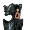 Brincos Simples Estilo Coreano Brincos de Madeira Geométricos Assimétricos Vintage Brincos de Madeira Quadrados Longos Exagerados