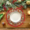 Jogos Americanos Populares de Natal da Amazon Estampa de Quebra-Nozes Material de Linho Decoração de Mesa de Inverno Jogo Americano Redondo