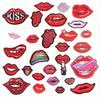 Adesivo bordado de tecido Xiao Tian Lip Roupas Rip Hole Patch Bolsa Decoração Boca Adesivo bordado Adesivo vermelho Lip Bordado