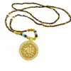 Brújula de los Ocho Tesoros Piedra Ojo de Tigre Colgante de Latón Chapado en Oro con Diamantes, Diseño Hueco Giratorio, Cadena Versátil para Suéter Estilo Chino Nuevo