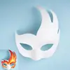 Máscara de Ópera de Pequim pintada à mão DIY, rosto de gato em papel machê, meia-face de raposa, rosto infantil sem cor para meninos e meninas, rabiscos em rosto inteiro