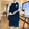 Traje de Polo Deportivo Casual de Verano Moda Masculina Marca de Moda Estudiantes Adolescentes de Secundaria y Preparatoria Manga Corta Pantalones Cortos