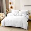 Venda Direta de Fábrica Transfronteiriça Amazon Cor Sólida Escovado Bicolor 90gsm Capa de Edredom Fronha Jogo de Cama de Três Peças