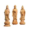 Escultura em Madeira de Cipreste Ornamentos dos Três Santos Ocidentais 20cm de Altura Escultura em Madeira Maciça Amitabha Buda Mahasthamaprapta Bodhisattva Guanyin Ornamentos