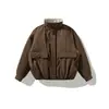 Yidao Vintage 2026 Invierno Nuevo Estilo Japonés Ropa de Trabajo Bolsillo Grande Chaqueta de Algodón para Hombre Holgada Cuello Alto Grueso Abrigo Corto
