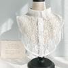 Cuello falso de encaje de flores, estilo coreano, combina con todo, cuello de camisa profesional para mujer, negro, otoño e invierno, cuello falso decorativo, blanco, invierno
