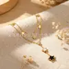 Colar clavícula com franja de zircônia e borboleta estilo vintage francês, elegante e luxuoso, pingente de coração e lua em camada dupla para mulheres